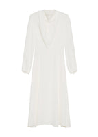 Ghost image of the front of the Blythe Dress in Silk Crepe Ivory