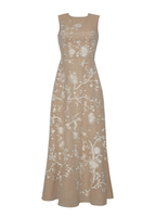 Ghost image of the front of the Embroidered Eloise Dress in Cotton Burlap.