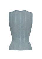 Ghost image of the back of the Shell in Metallic Rib in pale blue.