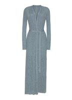 Ghost image of the front of the Long Cardigan in Metallic Rib.
