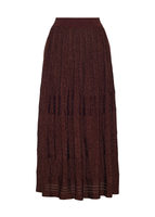 Ghost image of the front of the Tiered Skirt in Metallic Rib in mahogany.