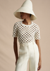 EMBROIDERED TOP IN PEARL LATTICE