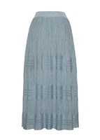 Ghost image of the back of the Tiered Skirt in Metallic Rib in pale blue.