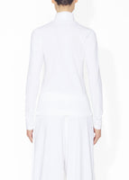 A back view of a white turtleneck.