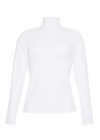 A front view of a white turtleneck without a model.