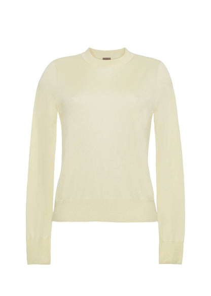 front ghost image of Crewneck Sweater in Cashmere Silk in Beurre