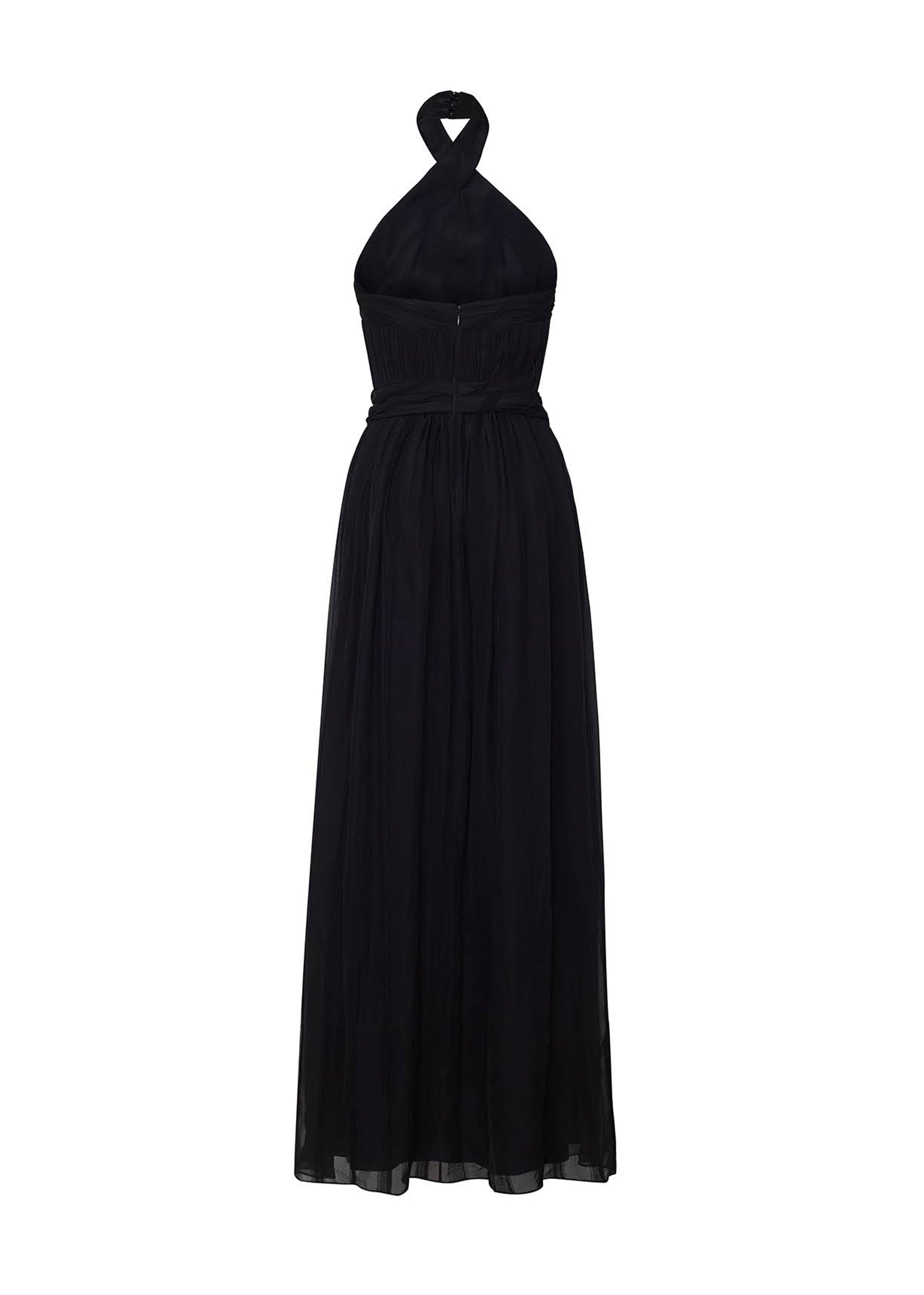 back ghost image of Rabban Dress in Chiffon Plisse in Black