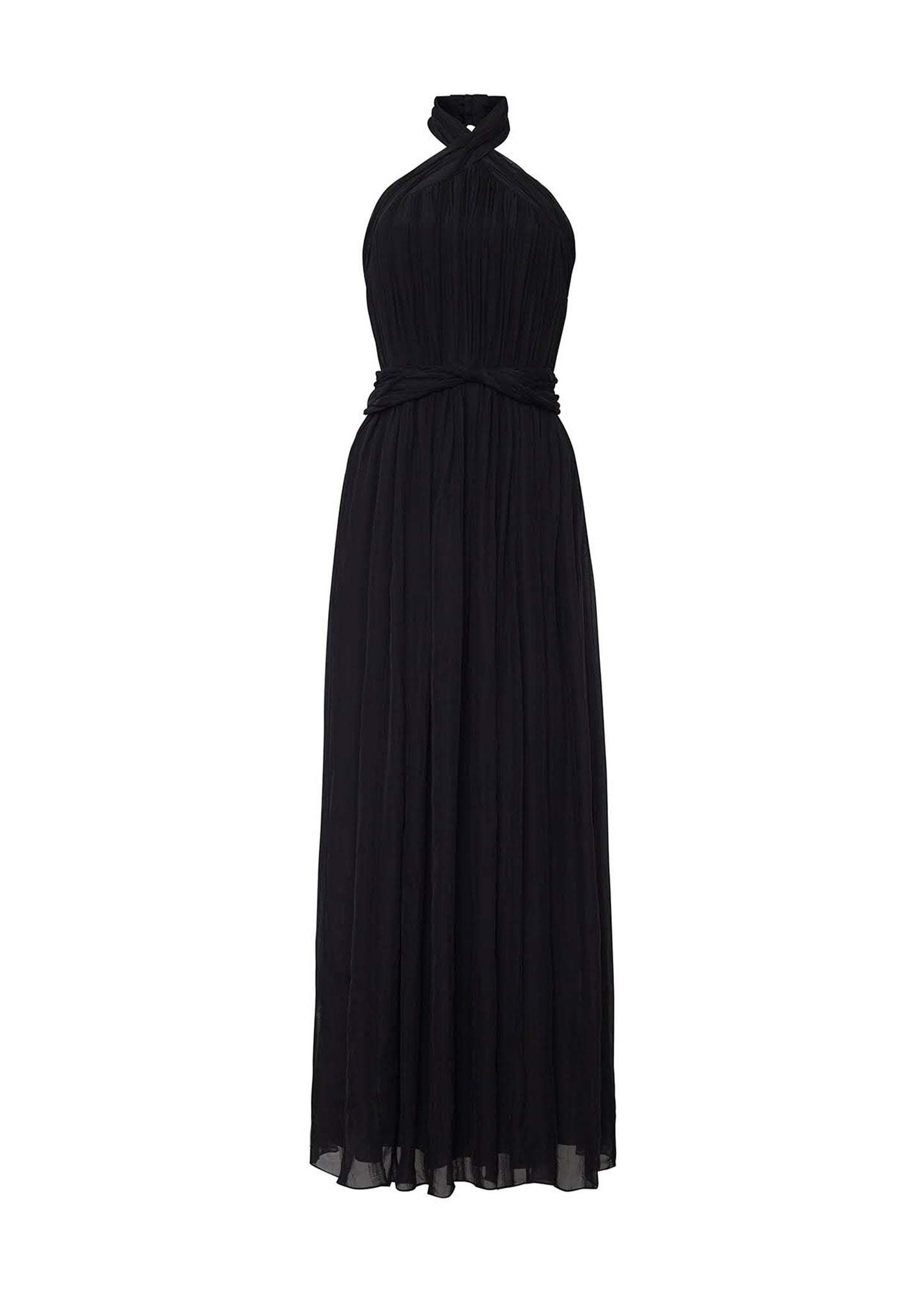 front ghost image of Rabban Dress in Chiffon Plisse in Black