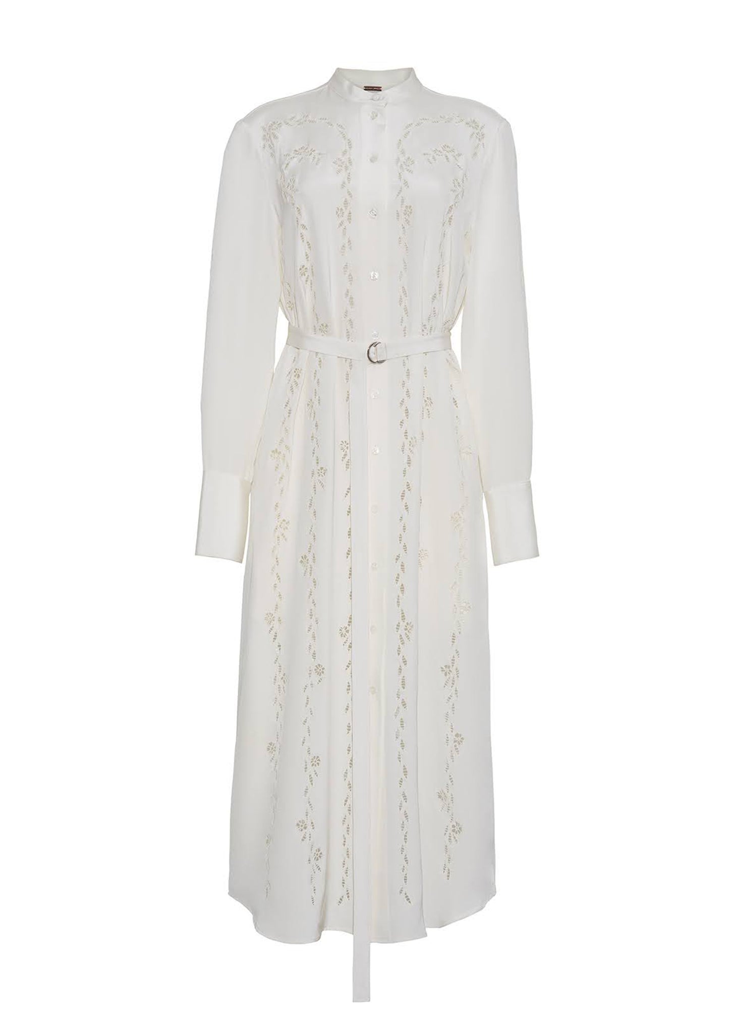 front ghost image of the Memphis Dress in Silk Crepe in Ivory