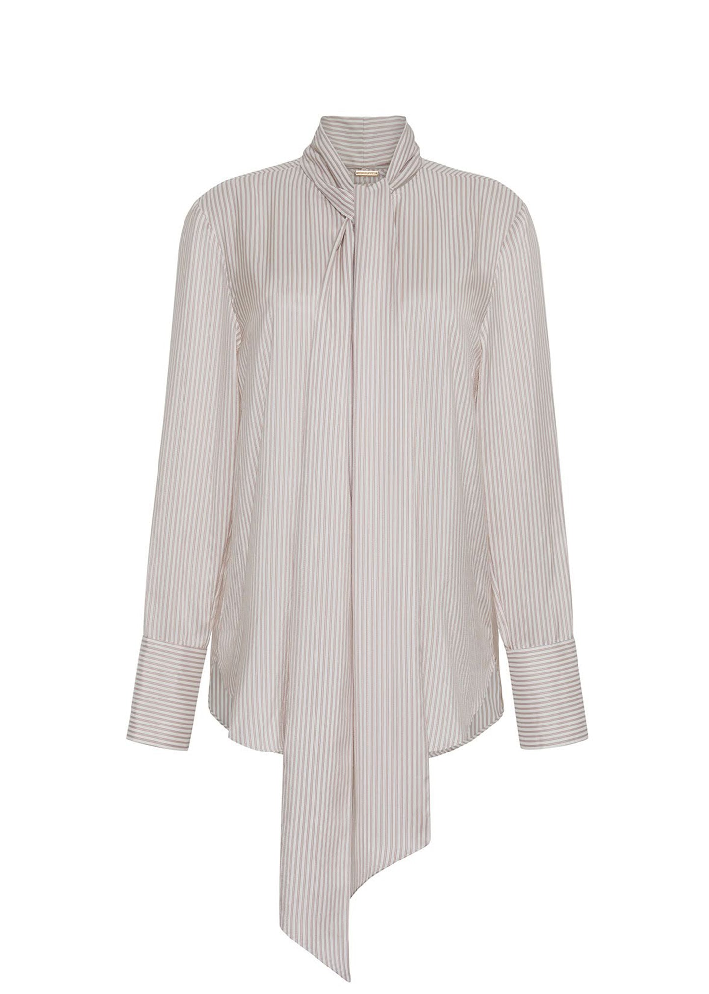 front ghost image of the Lee Blouse in Silk Stripe in Blush/Ivory