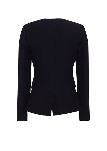 back ghost image of the Marin Jacket in Silk Wool in Black