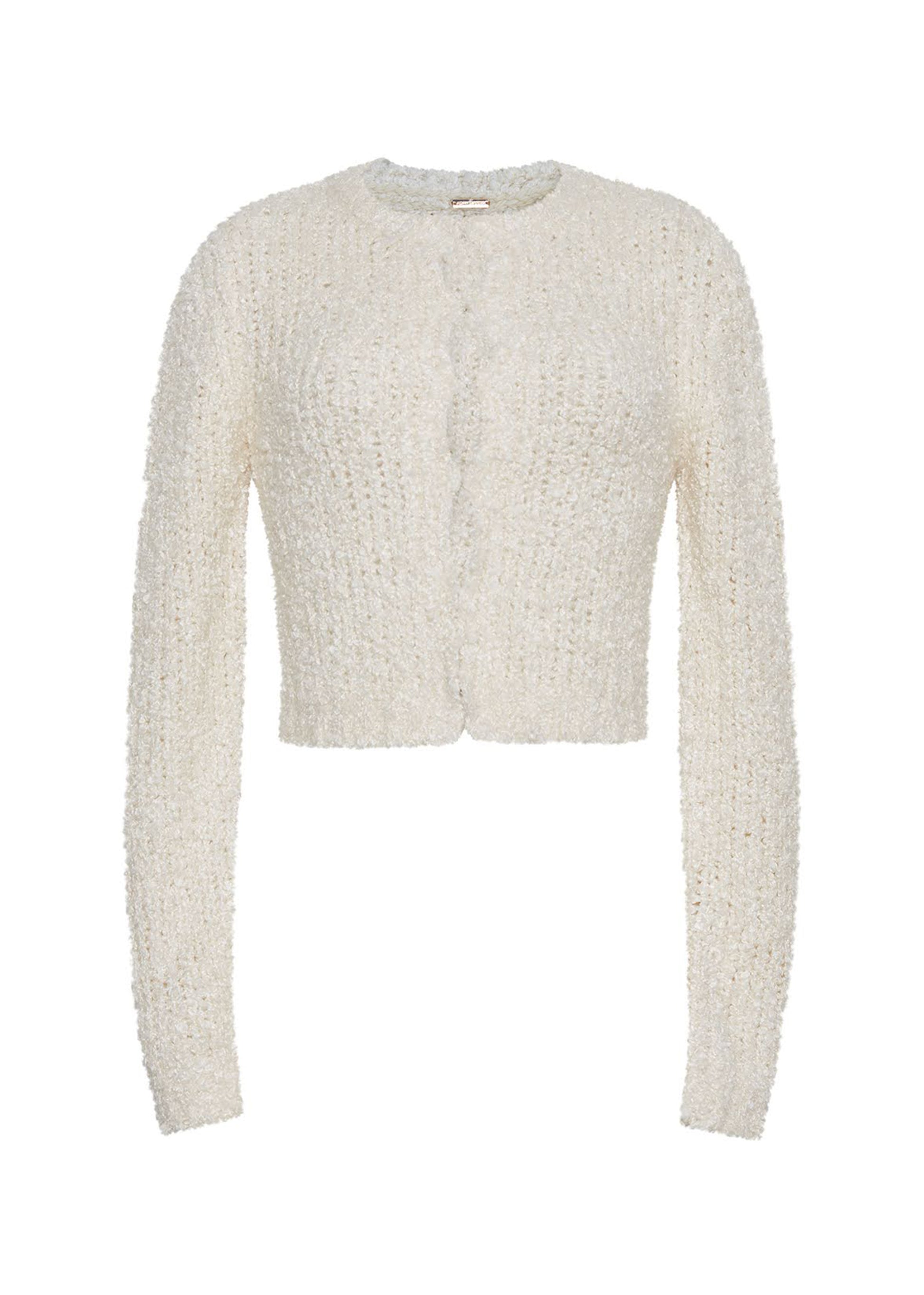 Front Ghost Image of the Alice Cardigan in Mulberry Silk in Ivory