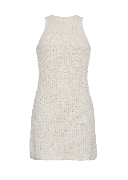 front ghost image of the Renata Dress in Mulberry Silk in Ivory