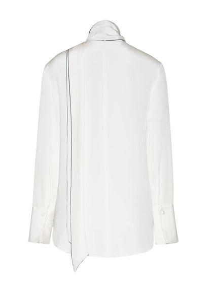 back ghost image of the Lee Blouse in Silk Crepe in Ivory