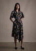 SHORT SLEEVE ASYMMETRICAL DRESS IN PRINTED VOILE
