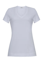White short sleeve v-neck t-shirt in pima cotton.
