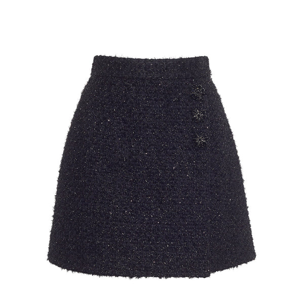 SHORT WRAP SKIRT IN METALLIC TWEED | ADAM LIPPES – Adam Lippes