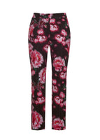 A flat lay of the front of the Daphne Pant in Cotton Twill in the black floral print.