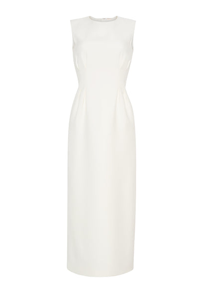 ghost image showing the front of the Ophelia Dress in Silk Wool in ivory.