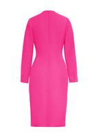 A flat lay of the back of the Minton Dress in Wool Crepe in the shade hot pink.