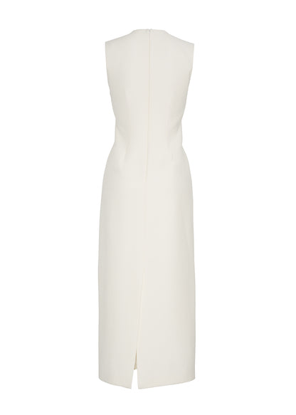 ghost image showing the back of the Ophelia Dress in Silk Wool in ivory.