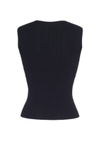 A flat lay of the back of the Ribbed Knit Cashmere Shell in Black.