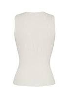A flat lay of the back of the Ribbed Knit Cashmere Shell in Ivory.