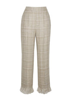 Ghost image of the front of the Sutton Pant in Silk Linen Plaid