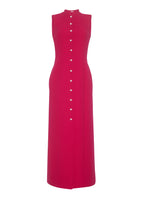 ghost image of the front of the rory dress in wool crepe in magenta