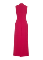 ghost image of the back of the rory dress in wool crepe in magenta