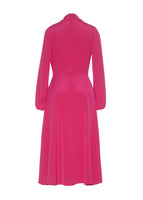 Ghost image of the back of the Blythe Dress in Silk Crepe in Magenta.