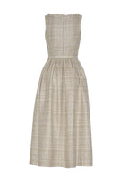 ghost image of the back of the scoop neck dress in silk linen plaid