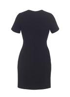 Ghost image of the back of the flynn dress in wool crepe in black