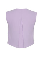 Ghost image of the back of the remo top in wool crepe lavender