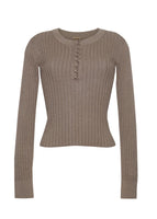 Ghost image of the front of the Parker Henley in Cashmere Silk Rib Knit in Mink