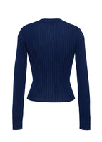 Ghost image of the back of the Parker Henley in Cashmere Silk Rib Knit in Navy