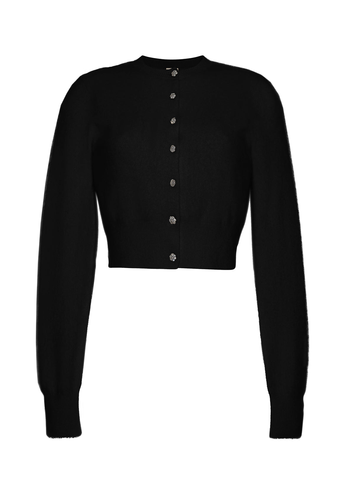 front ghost image of the cruz cardigan in black by Adam Lippes