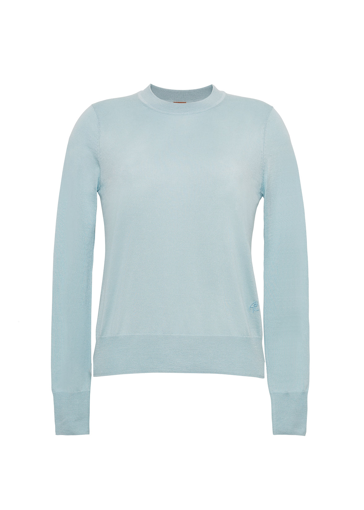 Ghost image of the front of the Didion Knit in cashmere silk in mist