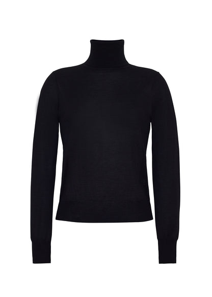 Ghost image of the front of the Eve Knit in cashmere knit in black