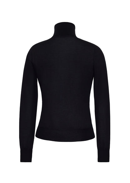 Ghost image of the back of the Eve Knit in cashmere knit in black