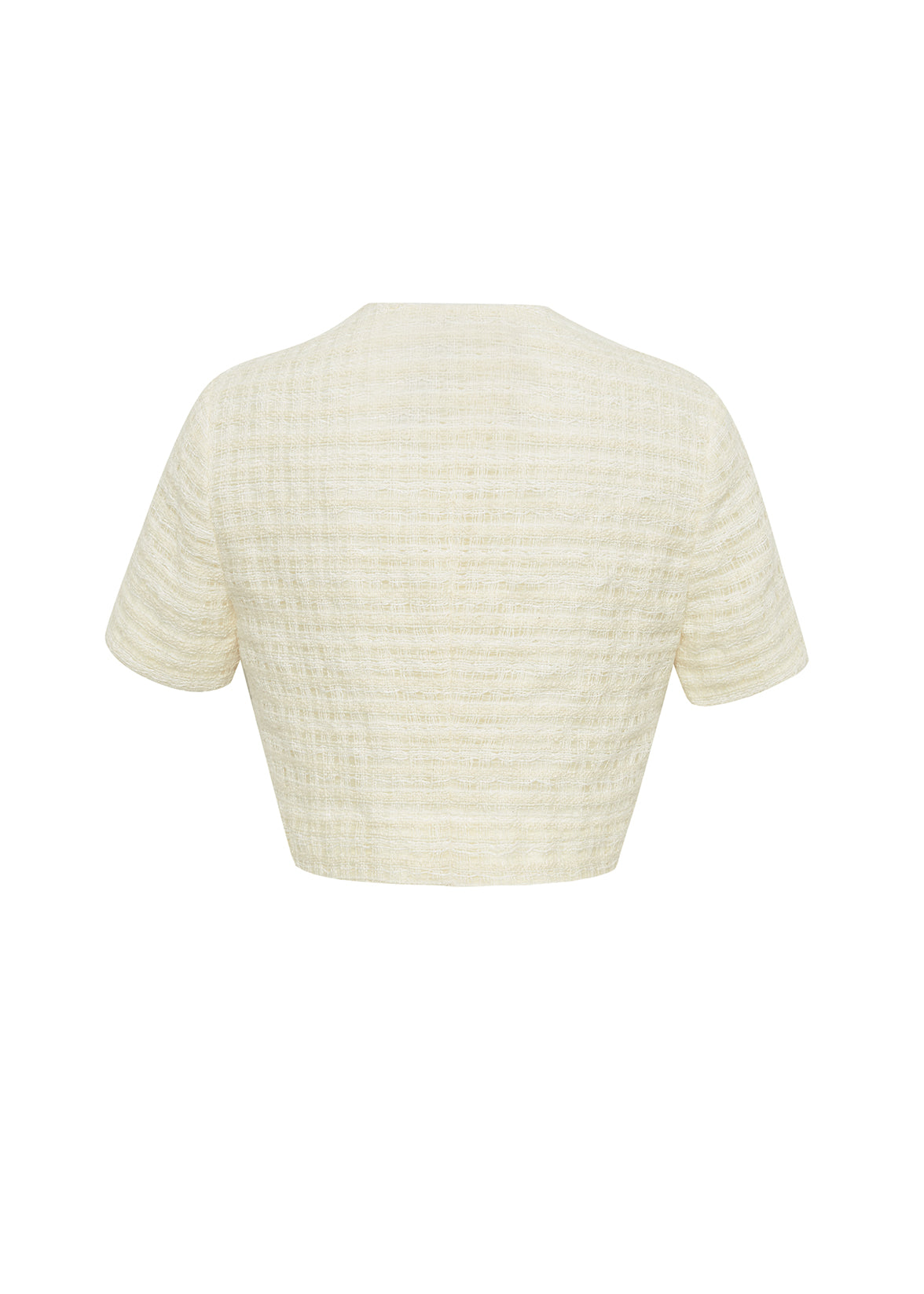 ghost image of the embroidered jacket in basketweave in ecru multi