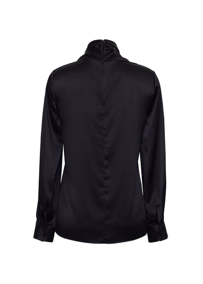 ghost image of the back of the bandera blouse in silk in black