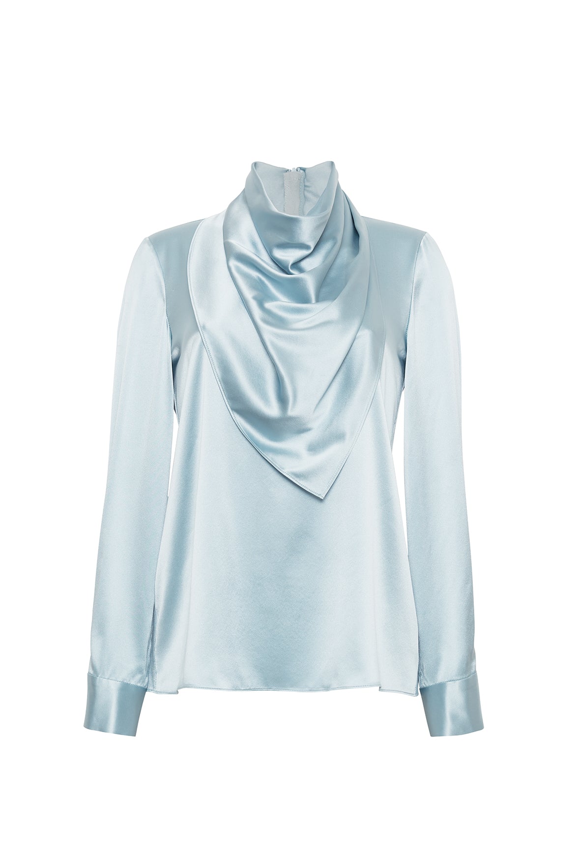 ghost image of the front of the bandera blouse in silk in mist