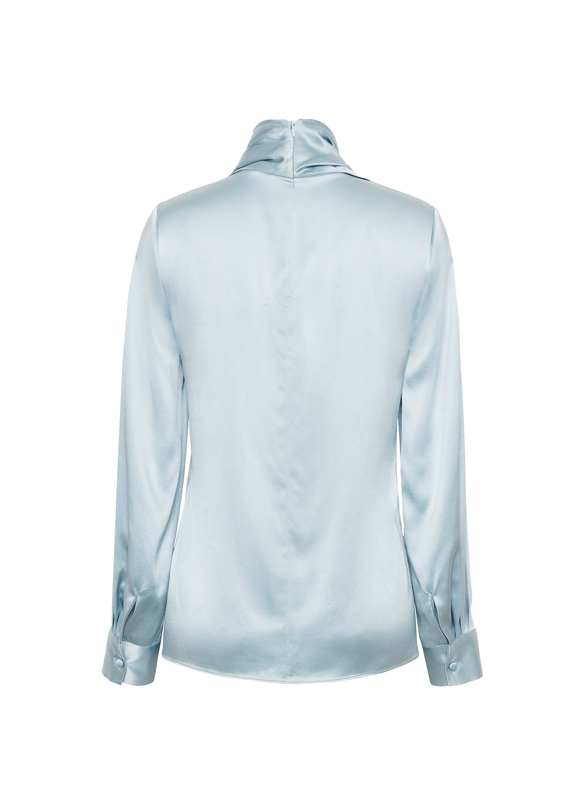 ghost image of the back of the bandera blouse in silk in mist