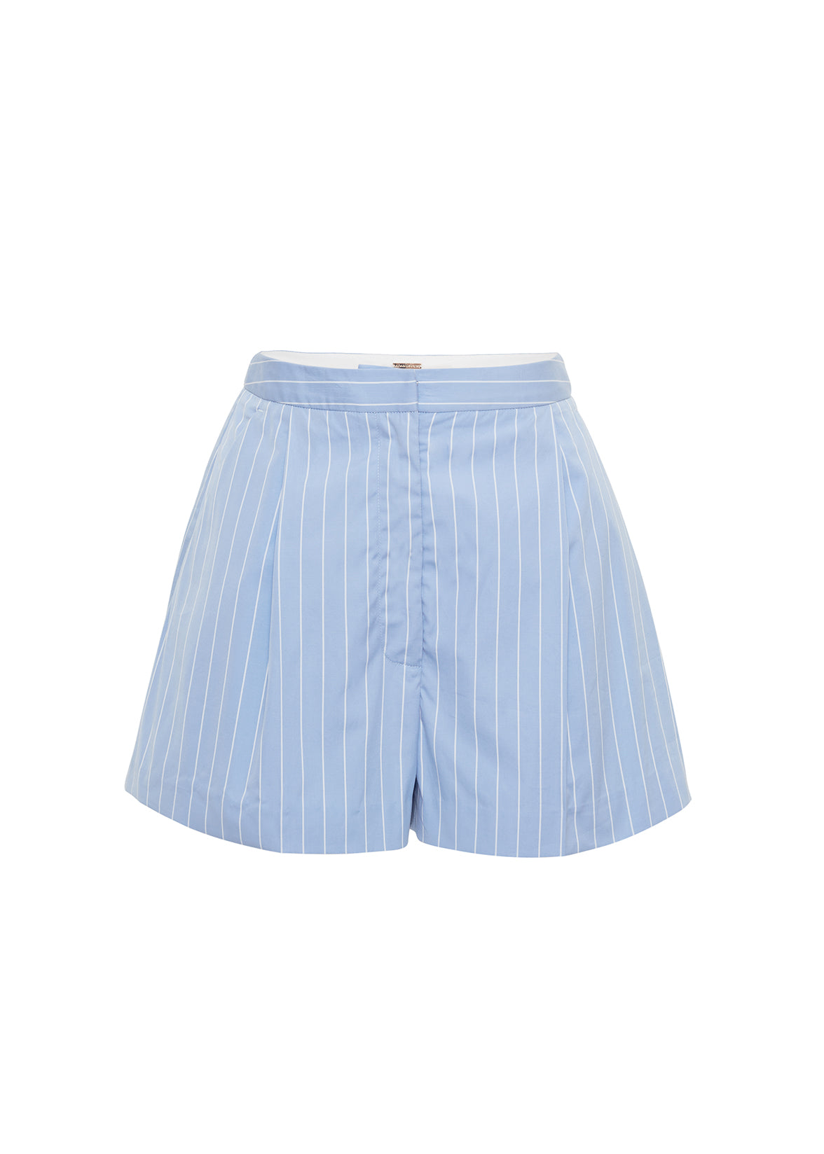 Ghost image of front of Ayla Short in stripe poplin