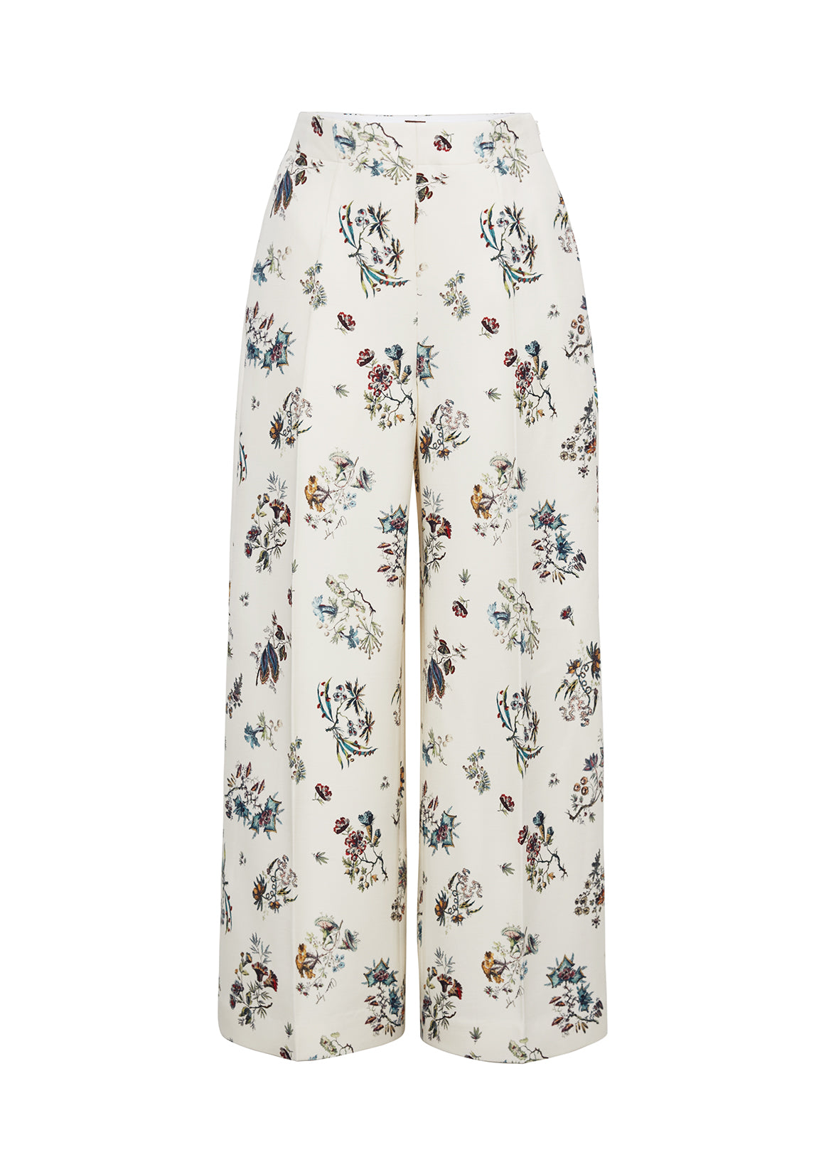 Ghost image of front of Callen Pant in Printed Silk Wool in Ivory Floral