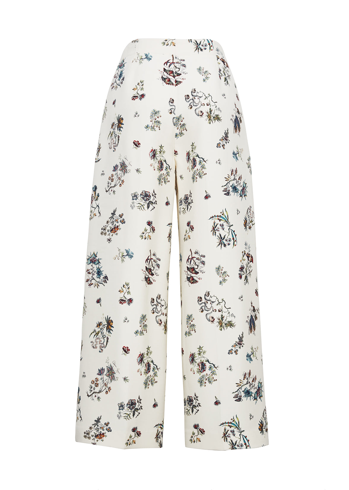 Ghost image of back of Callen Pant in Printed Silk Wool in Ivory Floral