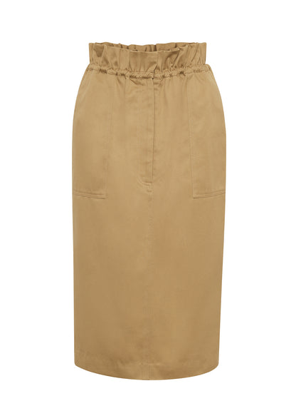 Ghost image of front of Sullivan Skirt in Cotton Twill in Khaki