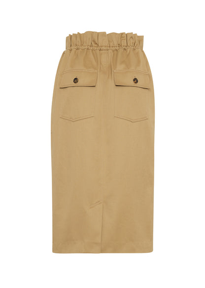 Ghost image of front of Sullivan Skirt in Cotton Twill in Khaki