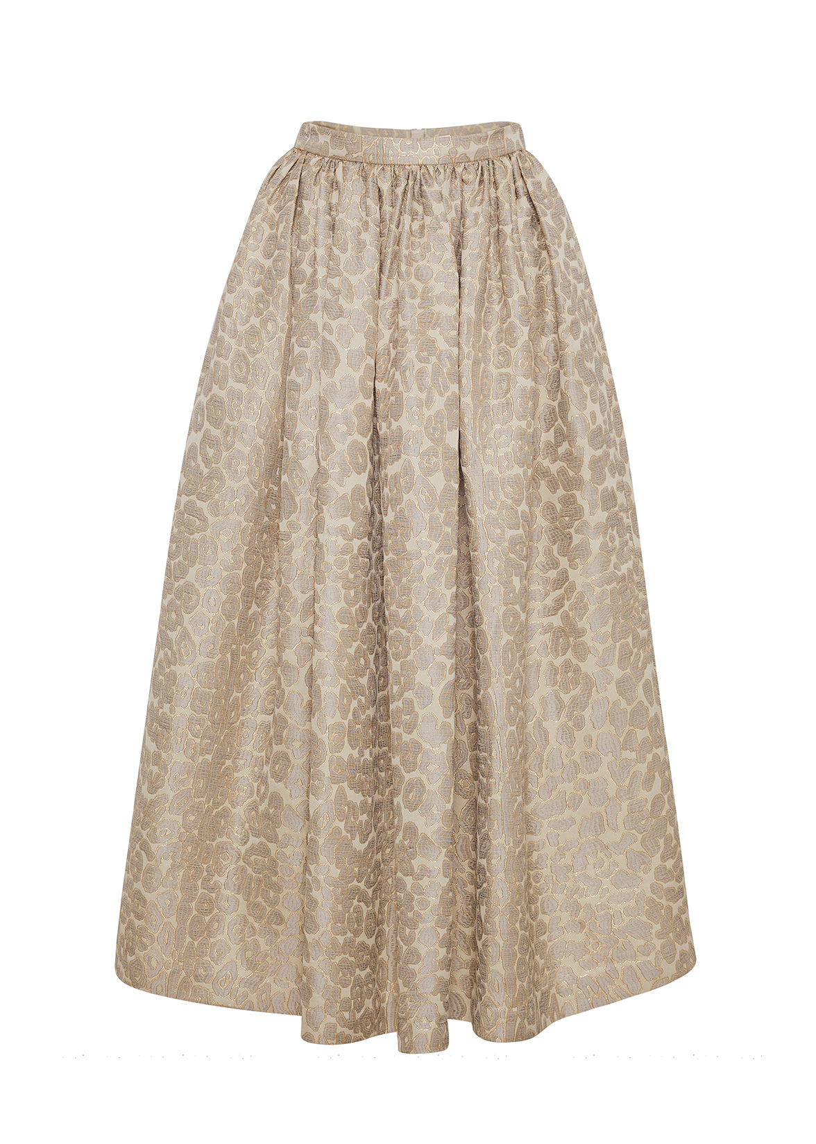 ghost image of the front of the cosmina skirt in leopard jacquard